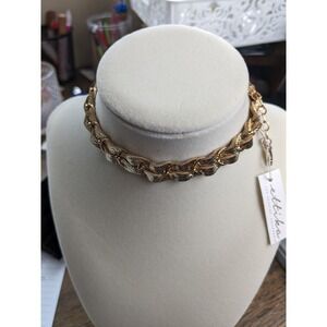 Ettika Nwt Anklet Gold Leather 11 inch adjustable to 16‎